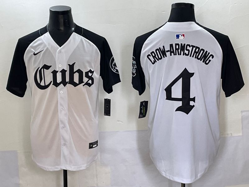 Men 2025 Chicago Cubs #4 Crow-Armstrong white black Five generations Joint Name Nike MLB Jersey style 1